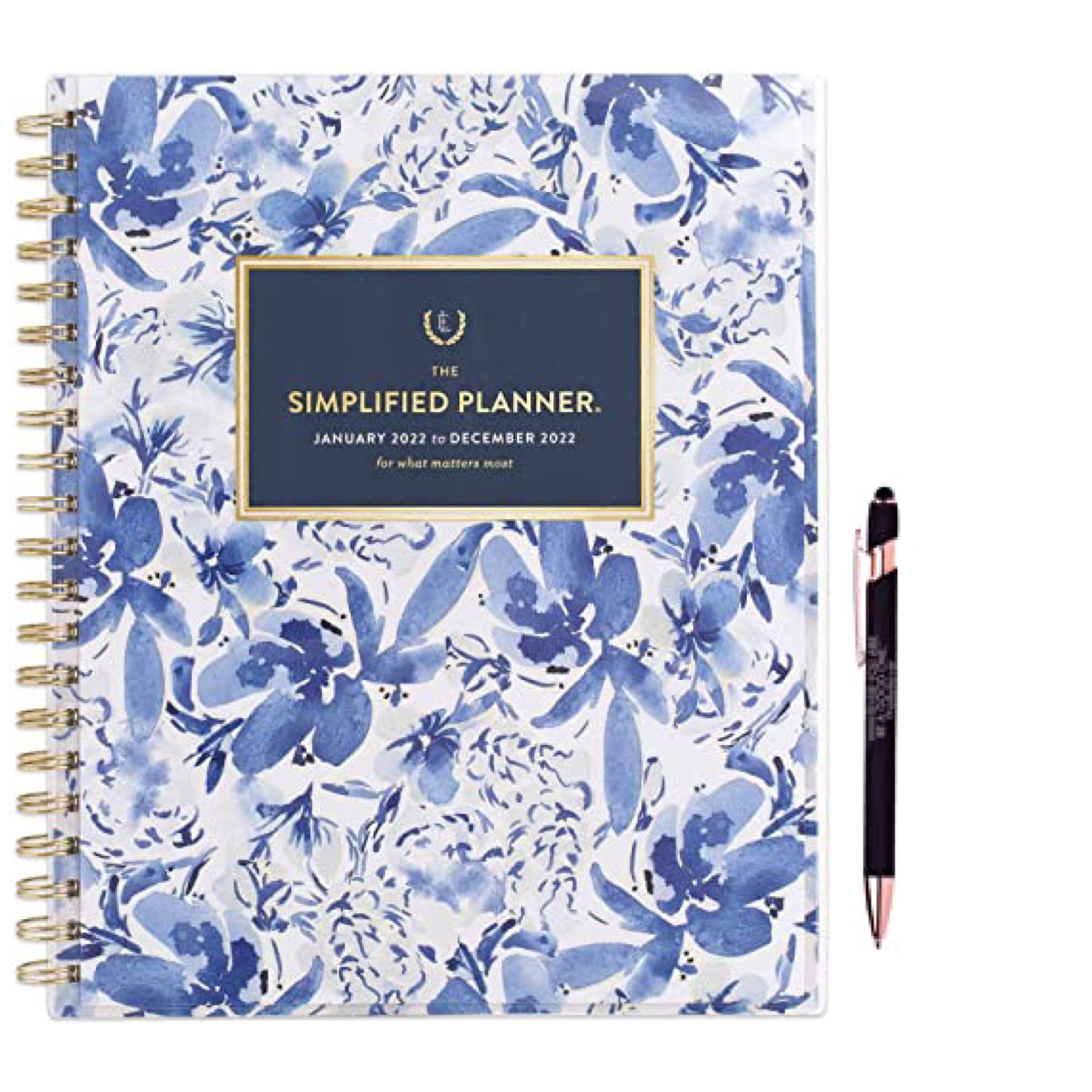 Simplified by Emily Ley Planner January 2022 – December 2022 Yearly Weekly Monthly Planner, CYO Cover, Size 8.375" x 11" and Ballpoint Pen