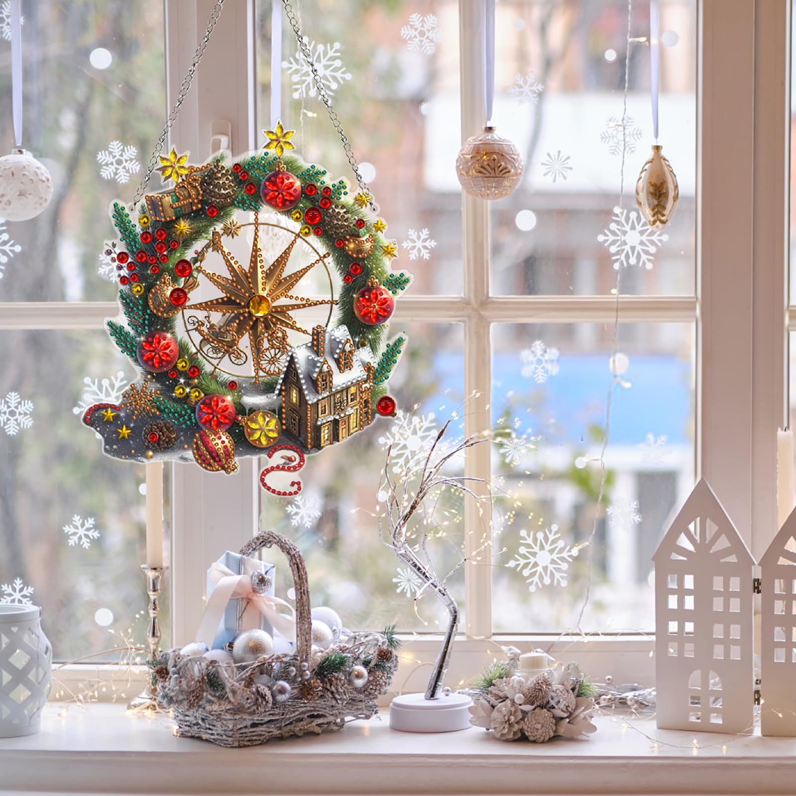 DIY Diamant-Malerei-Anhänger Mit Kette – Weihnachts-Deko-Set Mit 5 Stück Zum Selbermachen Für Fenster, Wand & Garten