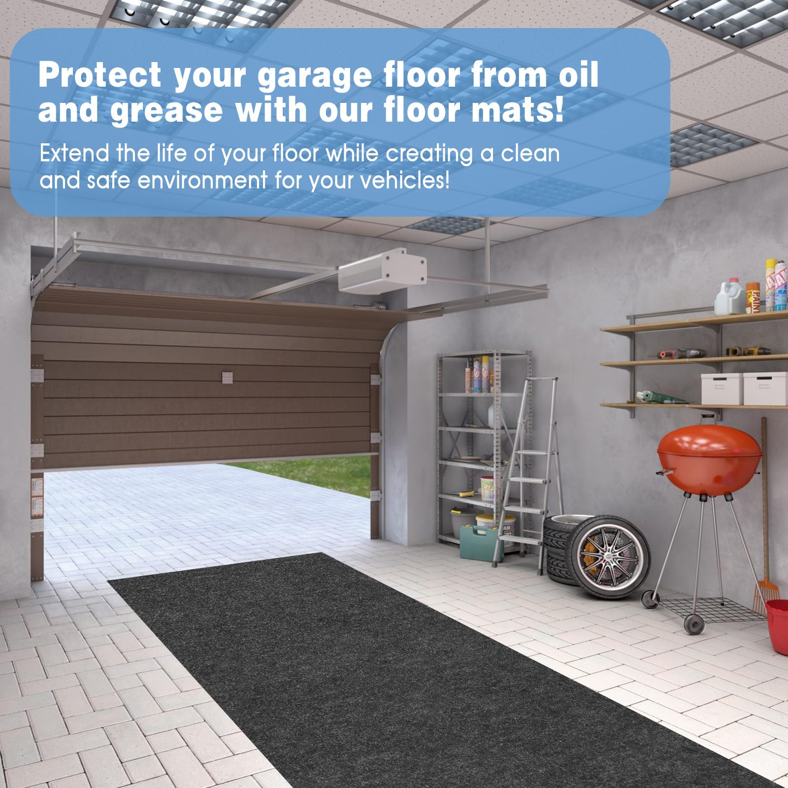 Tyafzzn Premium olie-opvangmat 90 x 150 cm, werkplaats oliemat, snijbare werkbankonderlegger, water- en olieabsorberende motormat garage, antislip garagevloermatten