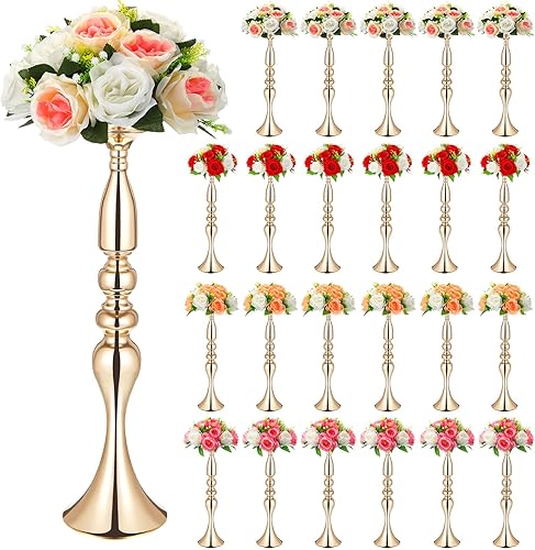 Miniatura 8 de Rtteri 24 piezas de 20 pulgadas de alto para flores de boda, centros de mesa de boda, soporte de centro de mesa de metal, jarrón de flores, soportes