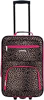 Vista 2 de Rockland Jungle Softside Juego de maletas verticales, Pink Leopard), F125-PINKLEOPARD