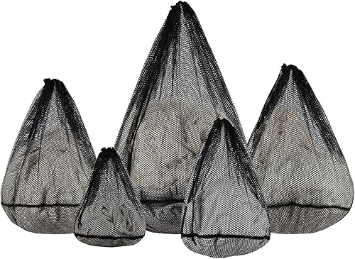 Bolsas de malla para lavandería, paquete de 5 bolsas de lavandería resistentes con cordón, bolsa de lavandería negra duradera para ropa delicada,