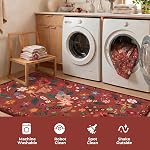 3x5 Zone Rug Rouge, Floral Rugs pour le salon, Léger Non glissable Rug lavable, Intérieur Basse Pile Boho Design Rug pour Chambre Salon Salle à manger Rouge