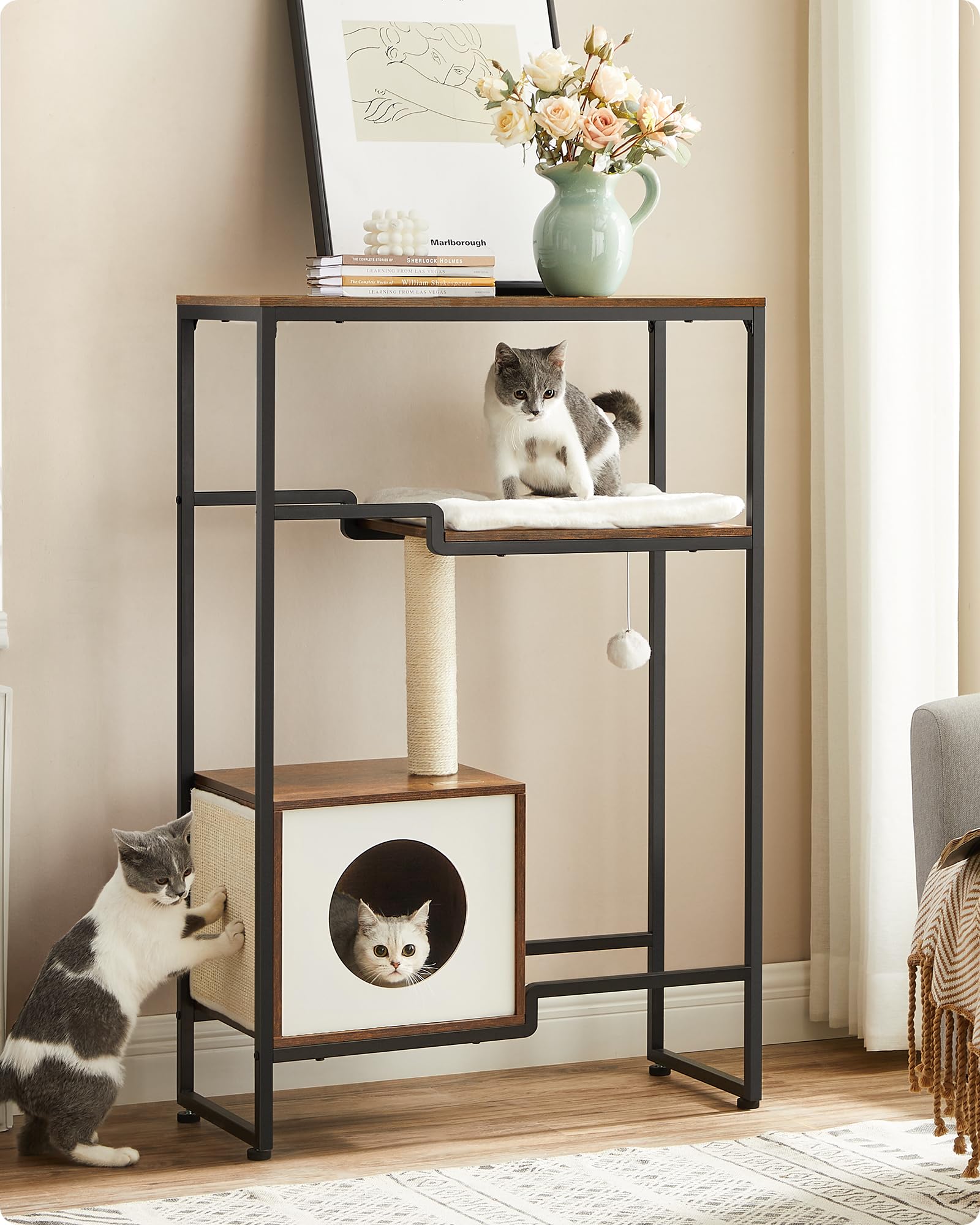 Feandrea Kratzbaum, Katzenbaum, 2-in-1-Möbel, vintagebraun PCT112X01