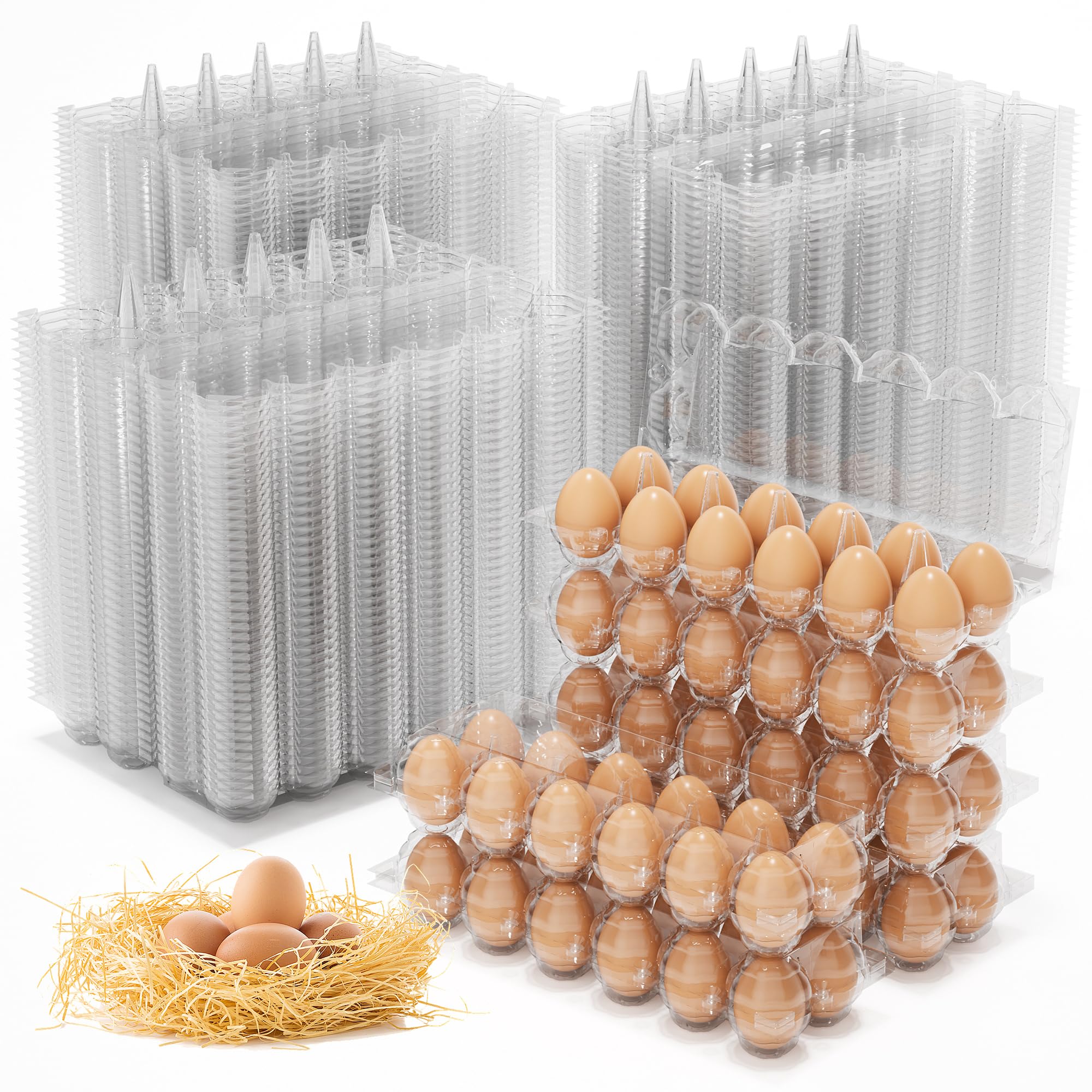 160 Stück Eierkartons, günstige Großpackung, 12 Stück, transparente Kunststoff-Eierbehälter für Hühnereier, 5 x 15 cm