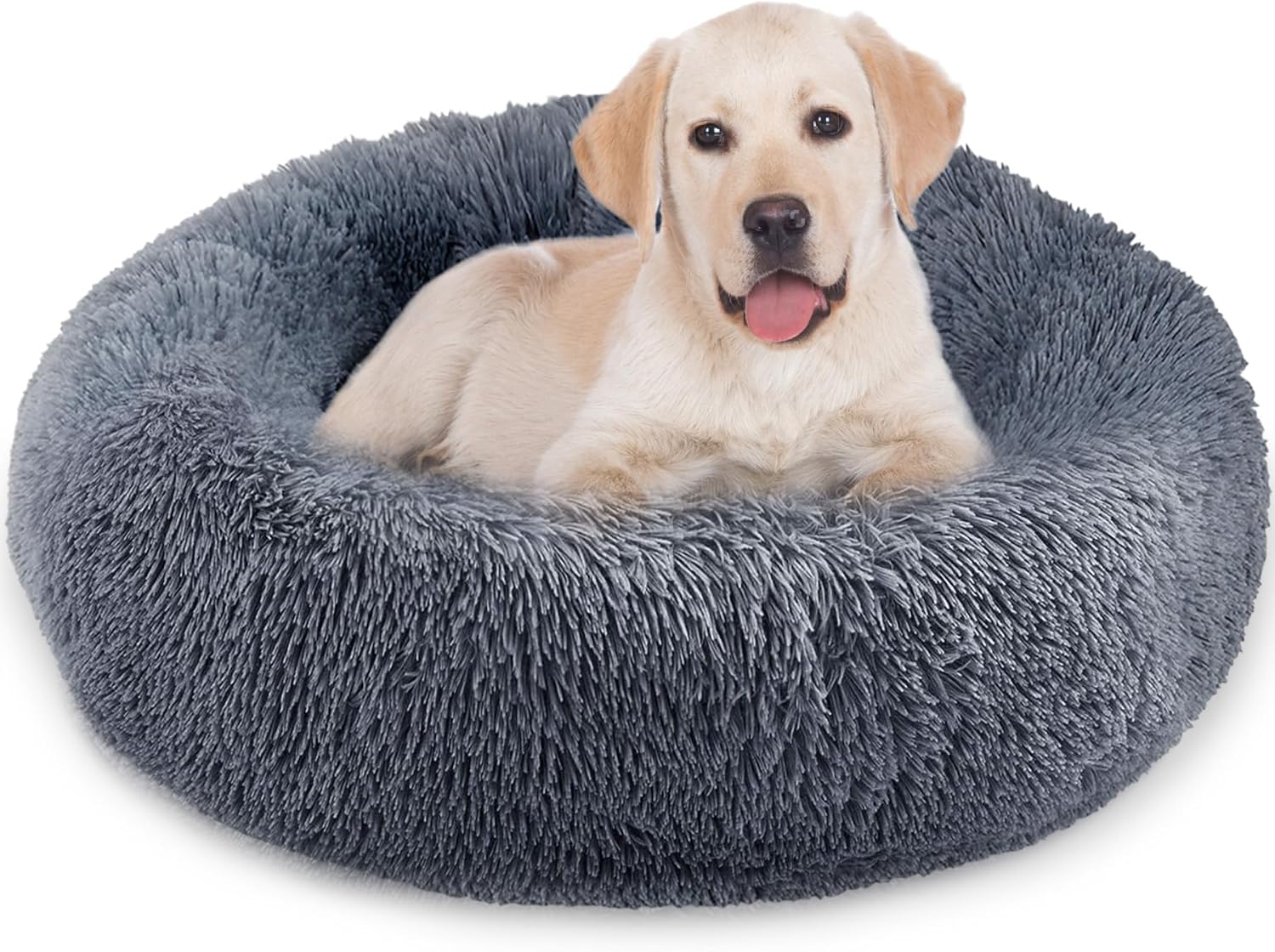 Whome Donut Dog Bed Large Round Warm Cuddler Soft Fluffy Pet Beds for