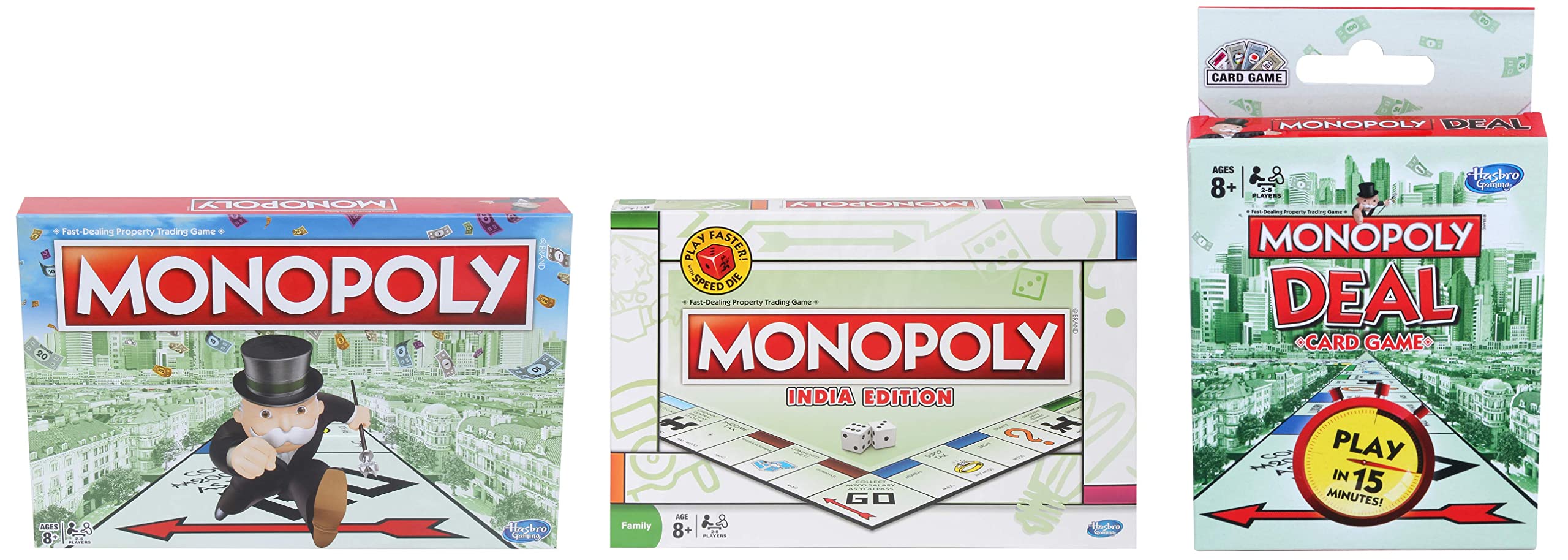 MONOPOLY Board Game for Families and Kids Ages 8+ & Deal Card Game for Families and Kids Ages 8+ & India Edition Board Game for Families and Kids Ages 8+,Fantasy Classic Gameplay,Multicolor