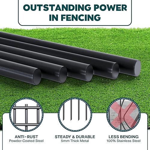 Miniatura 10 de Idzo Cerca decorativa de acero resistente de 24 x 10 pies (5 paneles), valla decorativa sin excavación, borde de valla de jardín de metal inoxidable