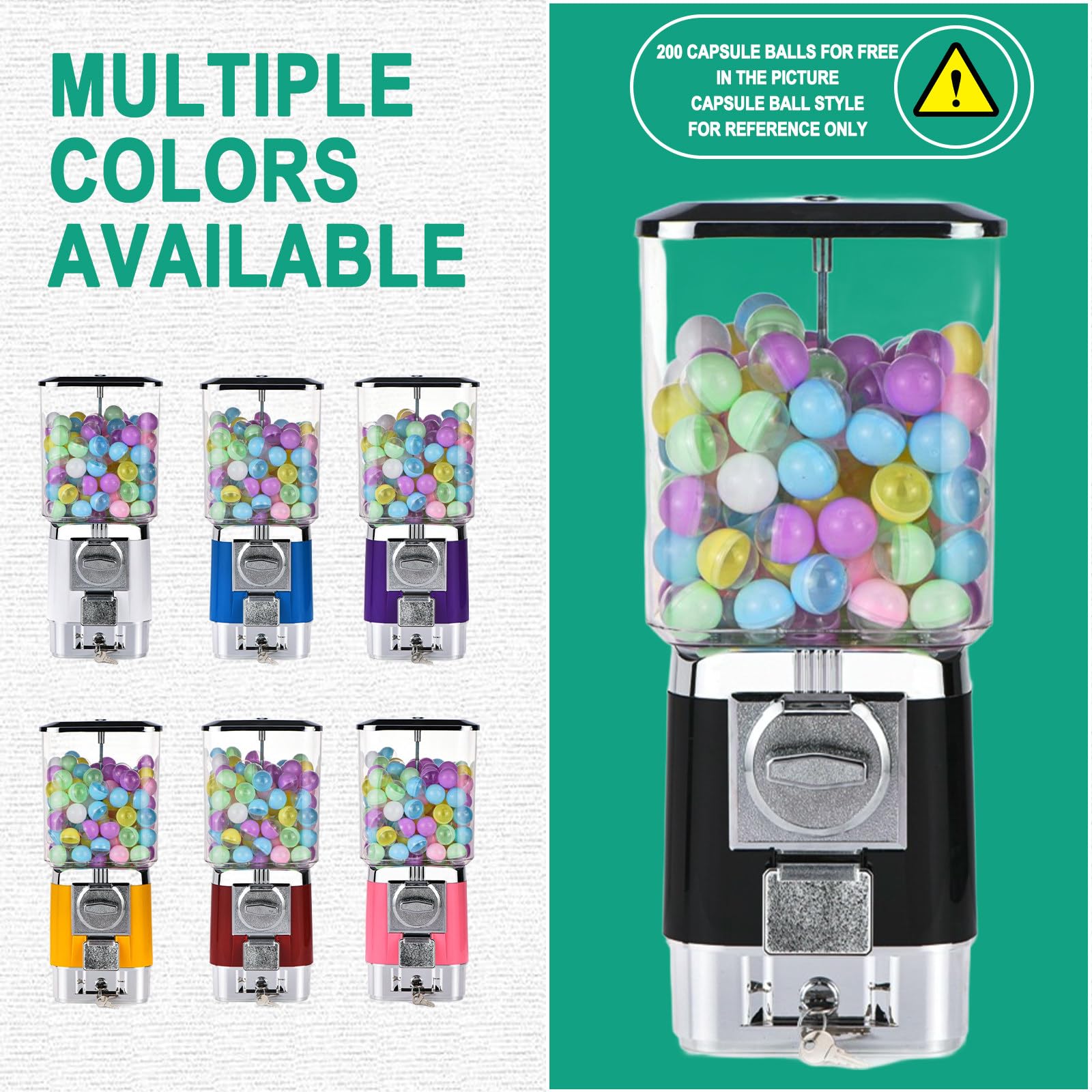 Gumball Dispenser, Distributore di Caramelle con Gettoniera, Distributore Automatico Macchine Distributrici di Capsule, per La Casa, Negozi di Giochi,Blue