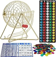 Vista 9 de MR CHIPS Juego de bingo profesional de 11 pulgadas de alto con jaula de acero, bolas eternas de 7/8 pulgadas, tablero maestro para bolas