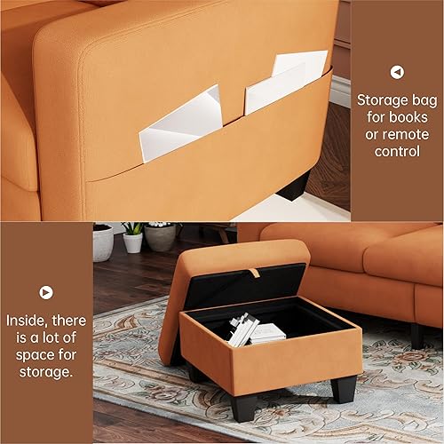 Miniatura 5 de Sofá modular de 3 plazas para sala de estar, pequeño en forma de L, apto para mascotas, sofá modular de 3 plazas, fundas lavables convertibles