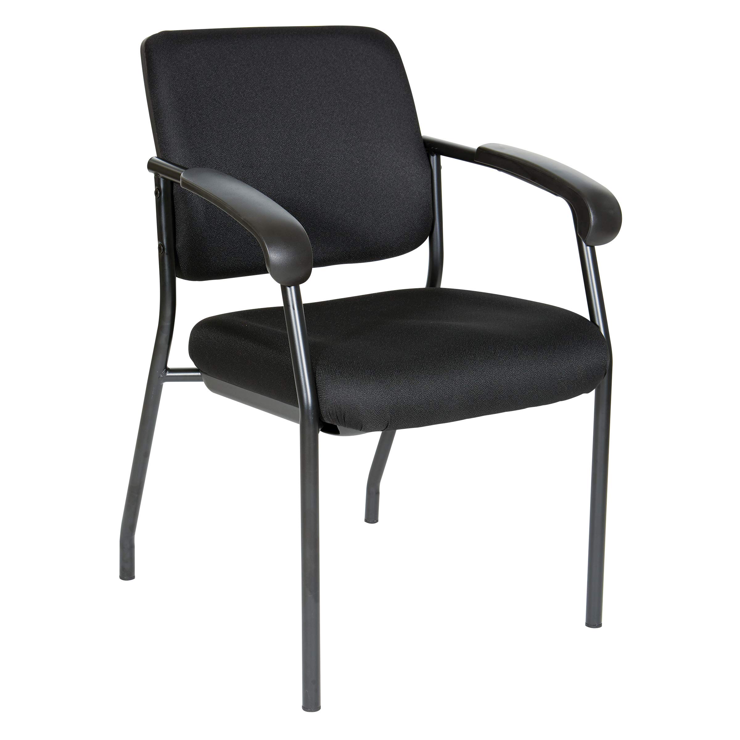 Office Star 837 Series Visitor's Chair with Padded Seat and Back with Built-in Lumbar Support, with Armrests, Icon Black
