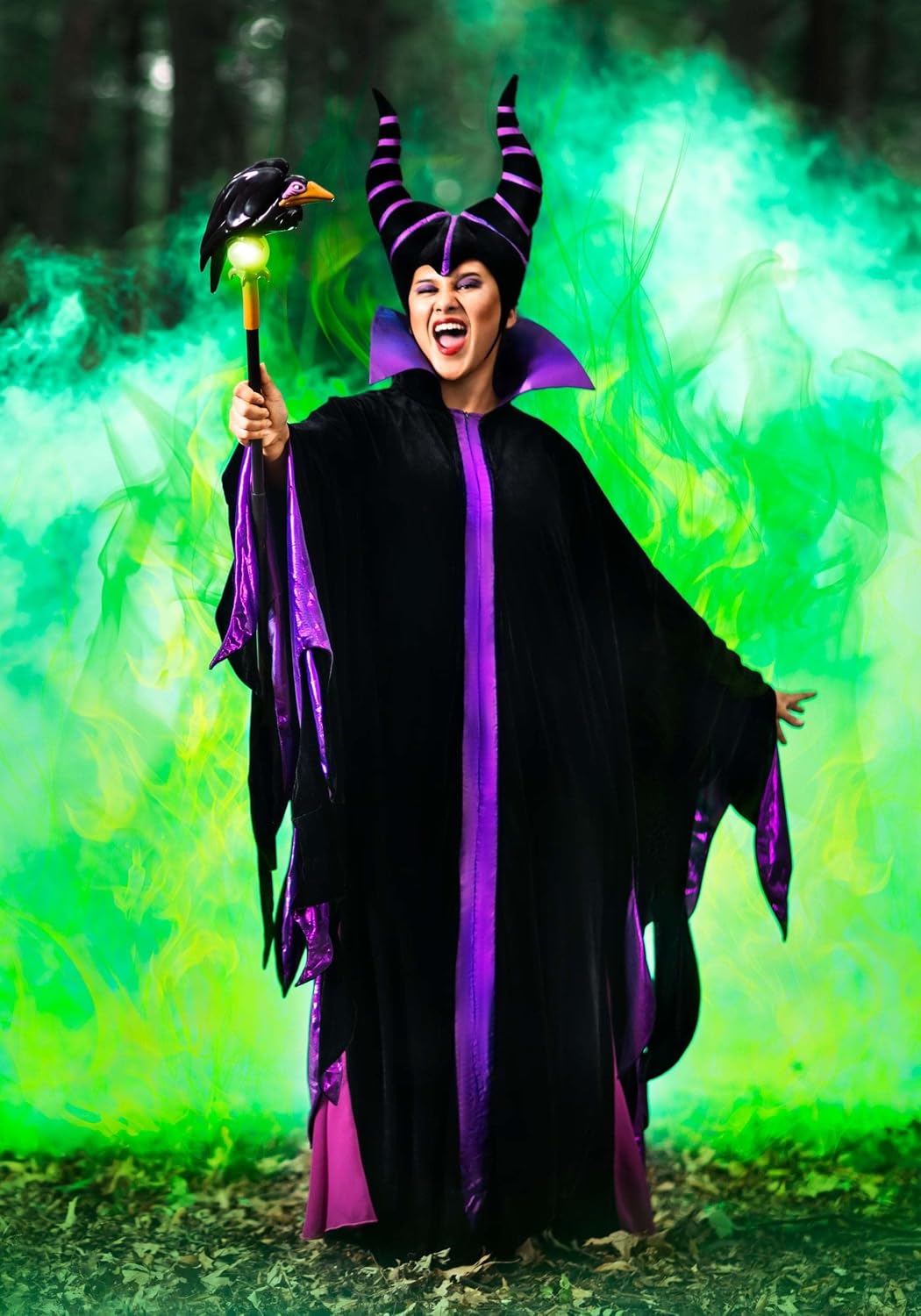 Disney Sleeping Beauty Adult Maleficient Robe Womens, Long Black Evil Robe Halloween Costume