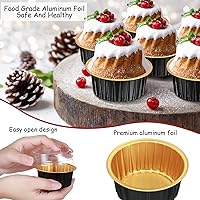 Vista 17 de 150 Pcs Aluminum Foil Baking Cup Disposable Ramekins with Lids 5oz Mini Cupcake Liners Flan Mold Mini Cake Pans with Lids Disposable Cake Tins for