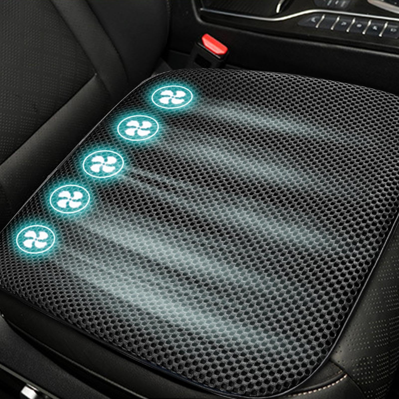 Cuscino rinfrescante per sedile auto per conducente Pad Rinfrescante per | Cuscino con Ventola per Sedile Auto Per Autisti, Viaggi Lunghi, Campeggio, Camion, SUV, Camper, Garage, Sed