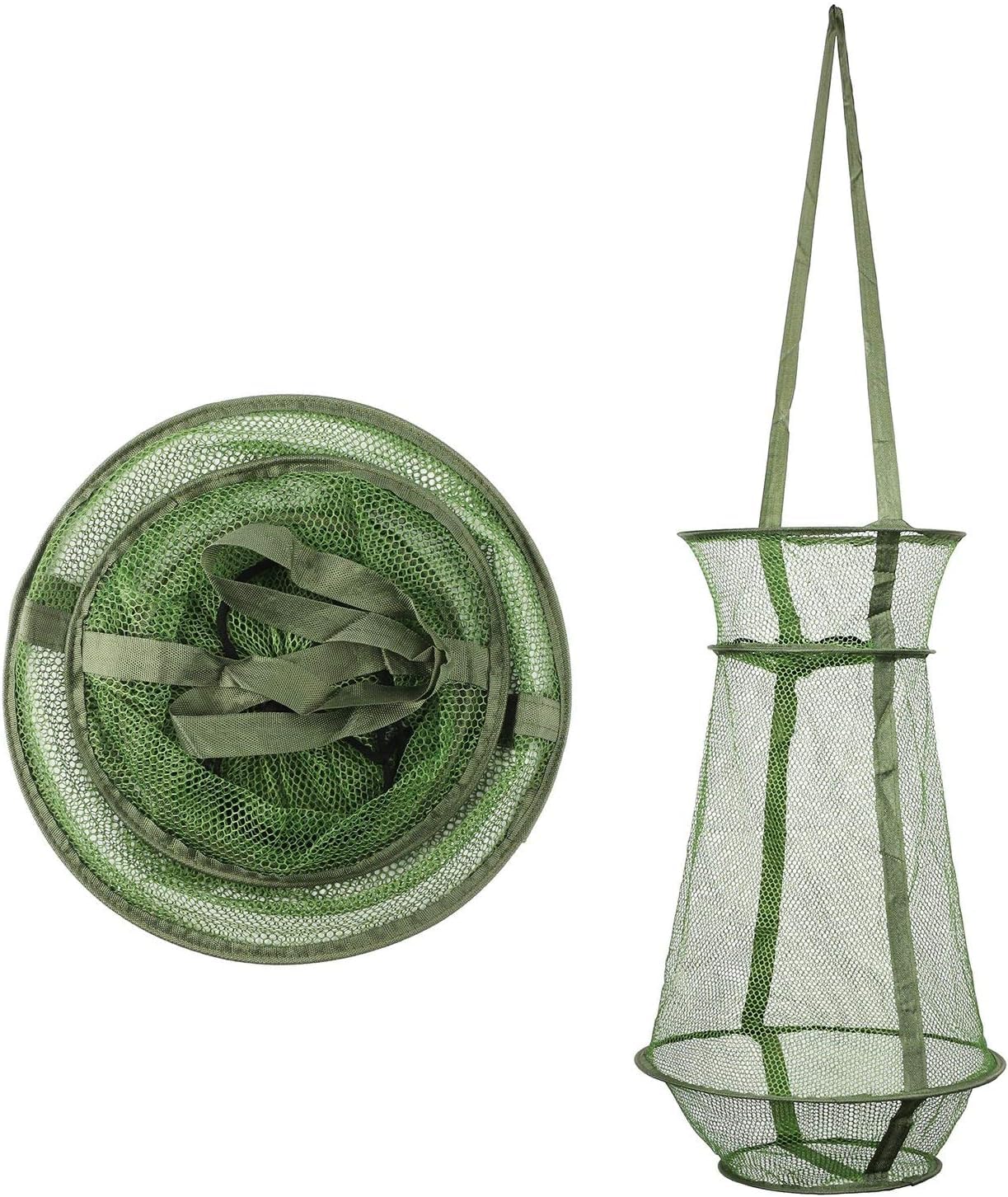 TERRIFI Foldable Fishing Net, Mesh Fish Trap Cage, Collapsible Fish Basket, Portable Fish Cage for Crab Shrimp Lobster Fish Fishing Hand Crawfish Net (21.7 * 12.99 inch)