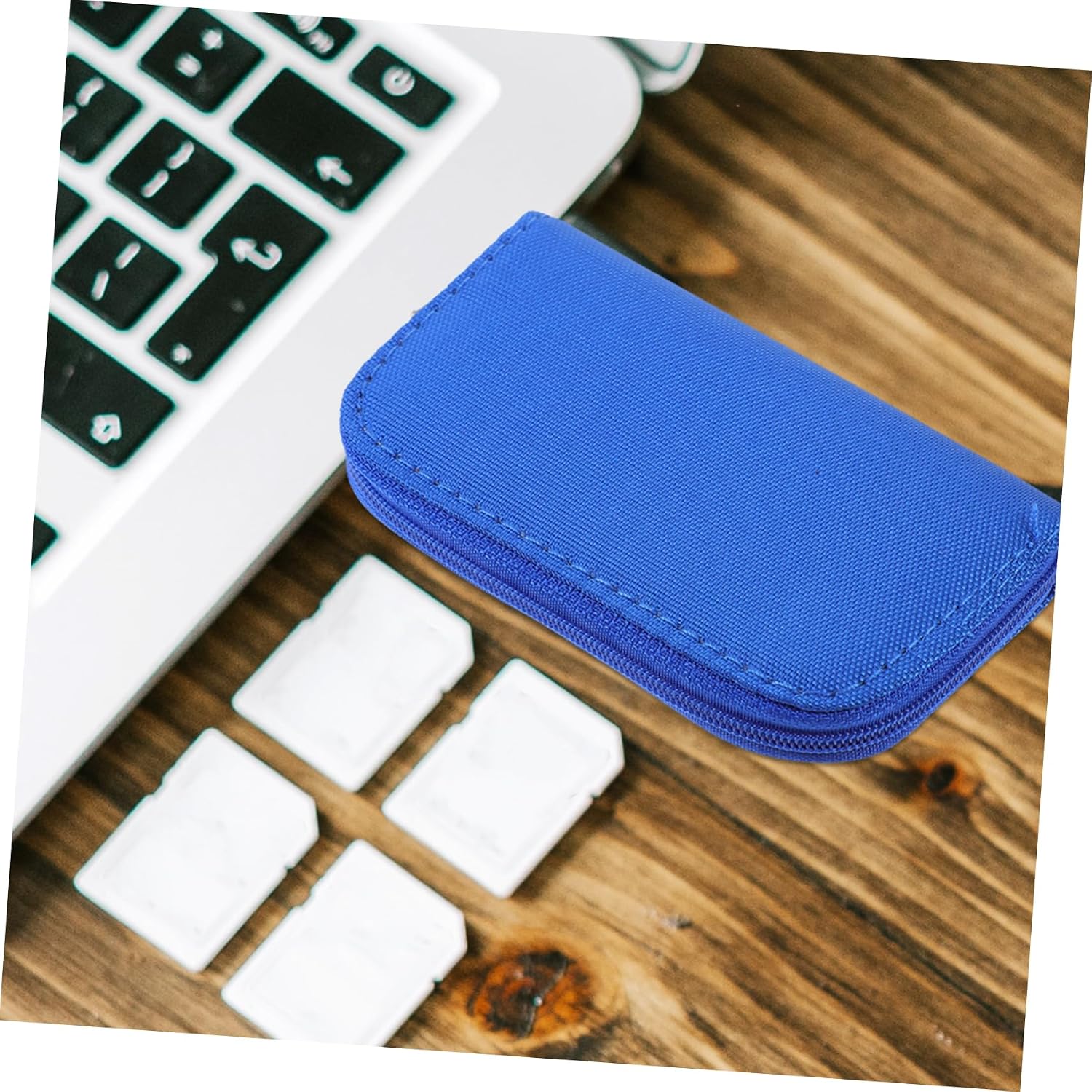 8sheets Memory Card Bag Zipper Case for Cards Slot Storage Organizer Blue