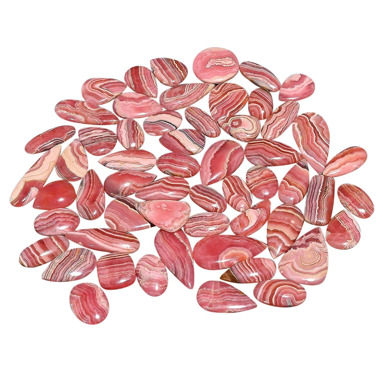 Natural Pink Rhodochrosite Cabochon Gemstones Wholesale Lot Jewelry Making, Loose Crystals Supply, Healing Stones, Mix Pack, Crystals, Bulk Deal, Stones, 18 to 25mm (3 to 4pcs)