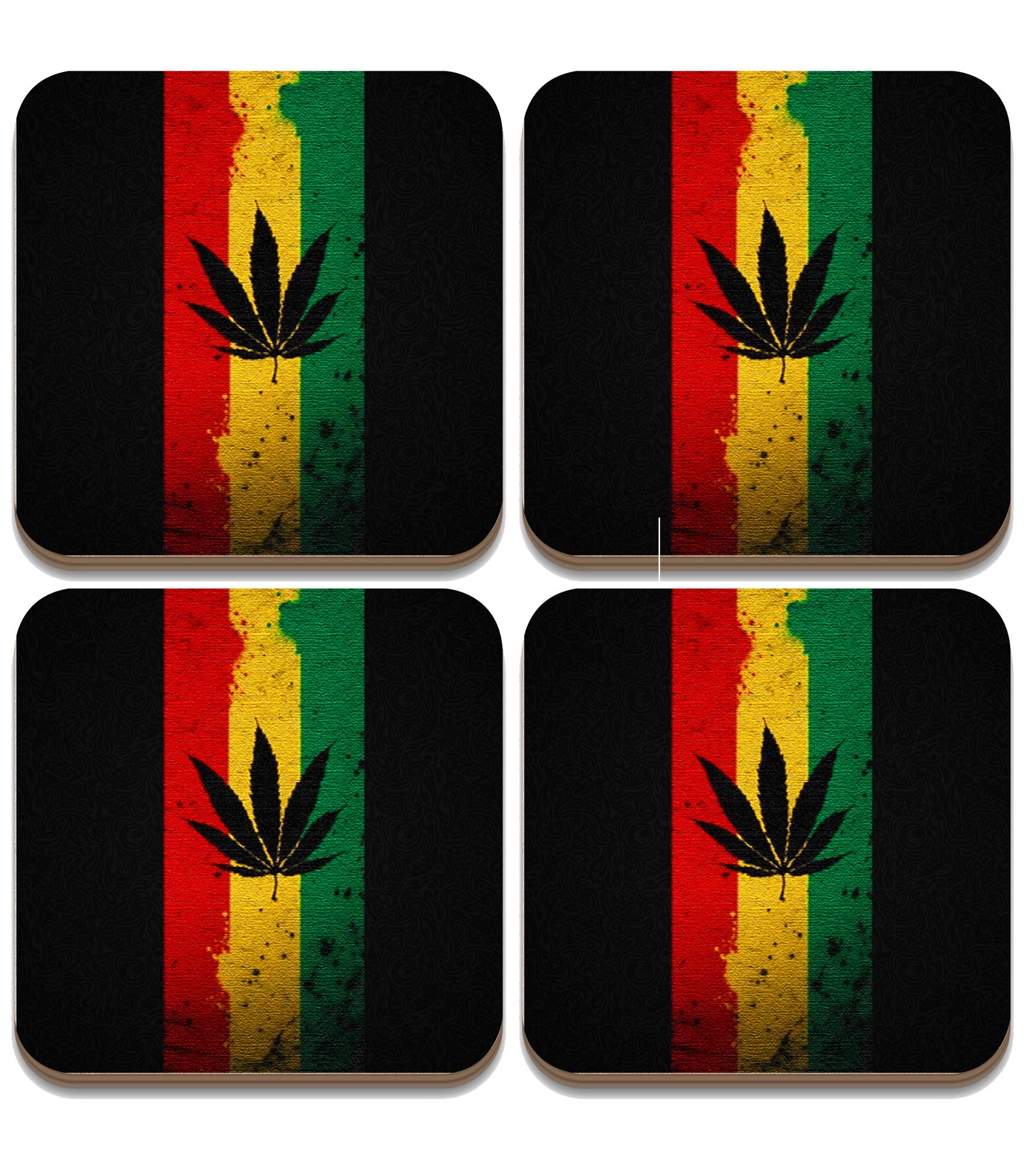 Tuelip Marijuana Jamaica Fibreboard Coaster (Pack of 4)