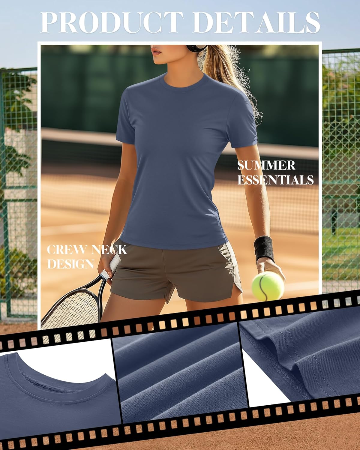 7 Pack Women's Fitted Basic T-Shirts Bulk Crewneck Tight Short Sleeve Tee Multipack Slim Summer Casual Tops - Image 5