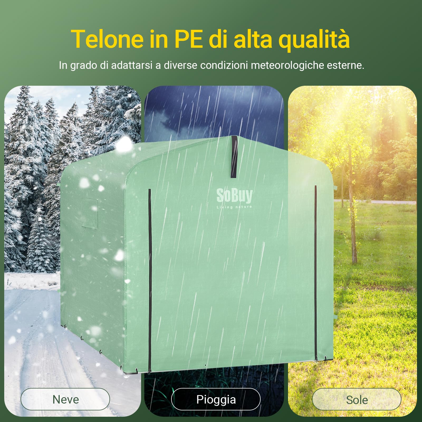 Sobuy Tenda per Bicicletta Impermeabile 159x219x165 cm KLS11-L-GR