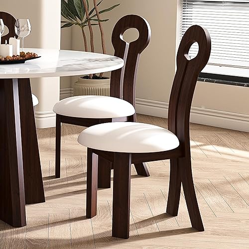 Vista 95 de Juego de 2 sillas de comedor, modernas patas doradas de piel sintética para comedor, cocina, comedor (beige)