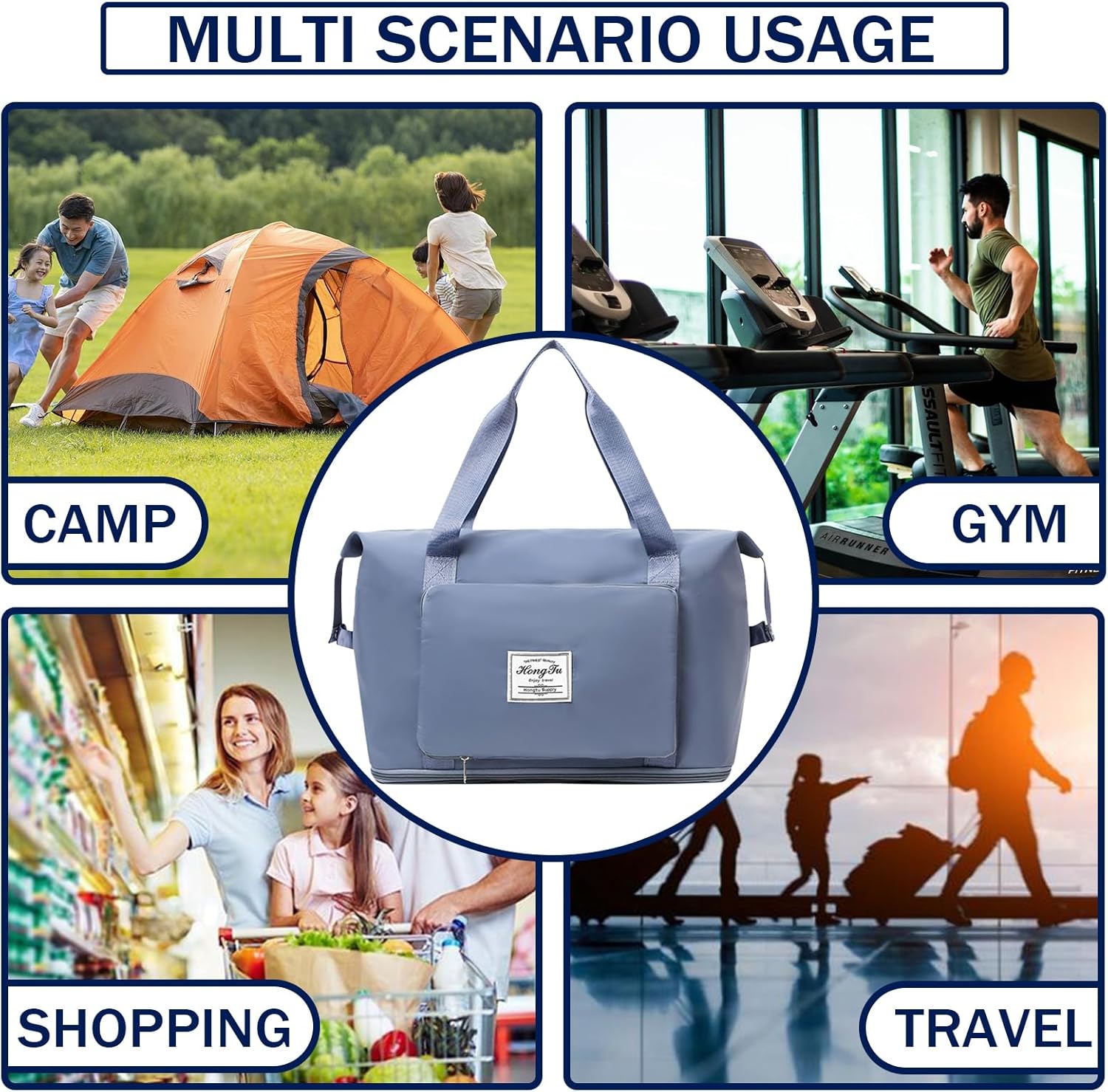 INVODA Women's Weekender Overnight Carry-On Sports Tote Gym Bag - Image 8