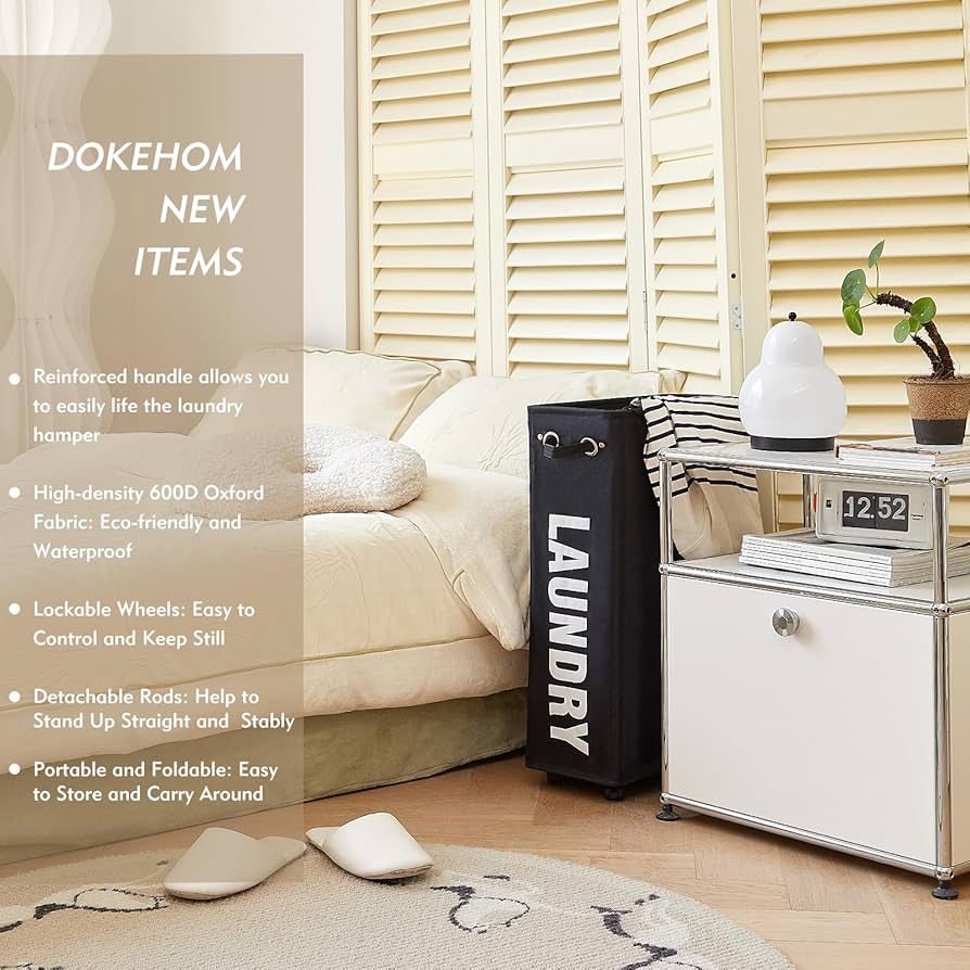 Amazon.com: DOKEHOM 25-Inches Slim Laundry Basket on Wheels
