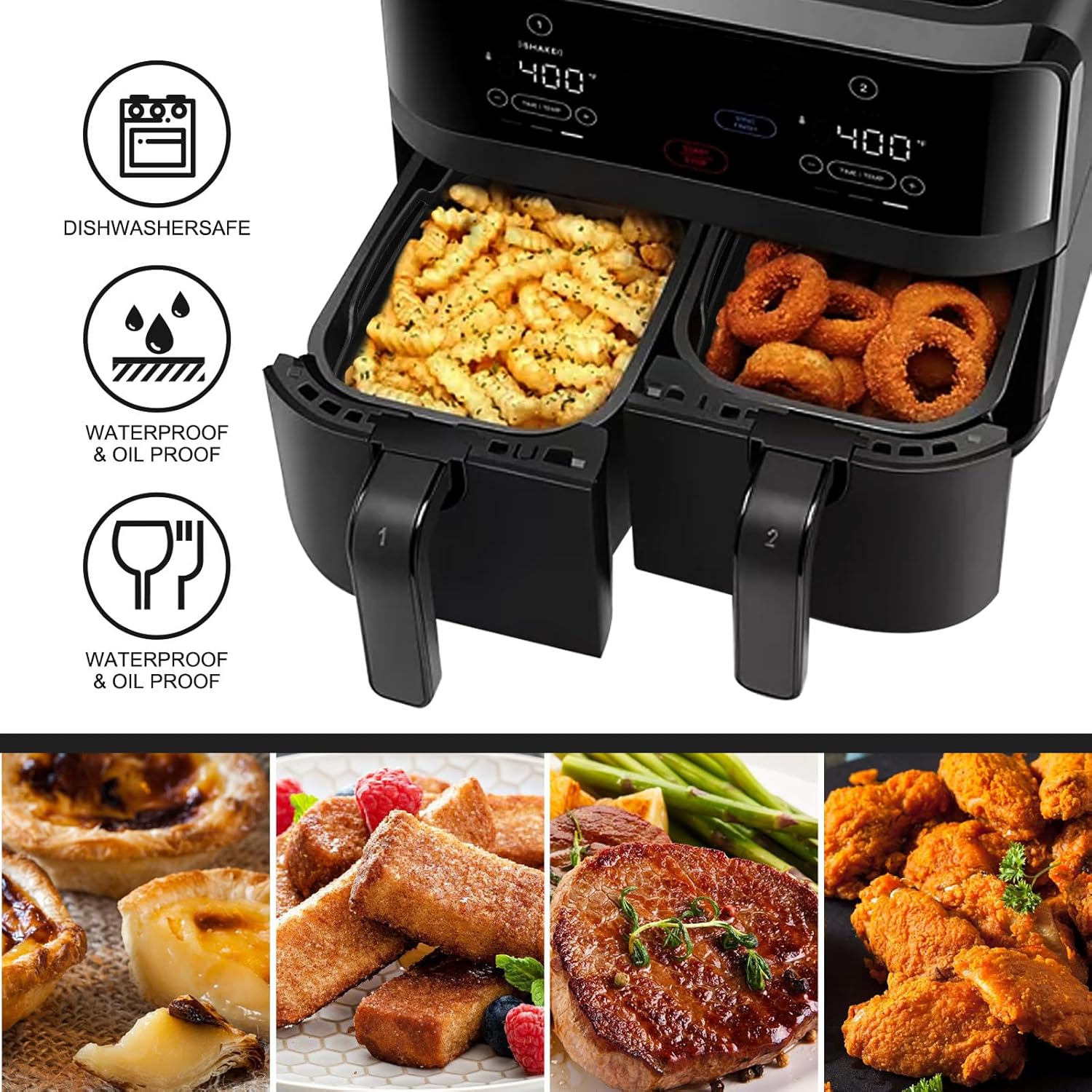 2pack Silicone Air Fryer Liners for 8QT & 10QT Ninja Air Fryer Foodi Dual, Reusable Silicone Air Fryer Basket for Ninja DZ550 DZ401 DZ201 Air Fryer Accessories for Ninja - Image 2