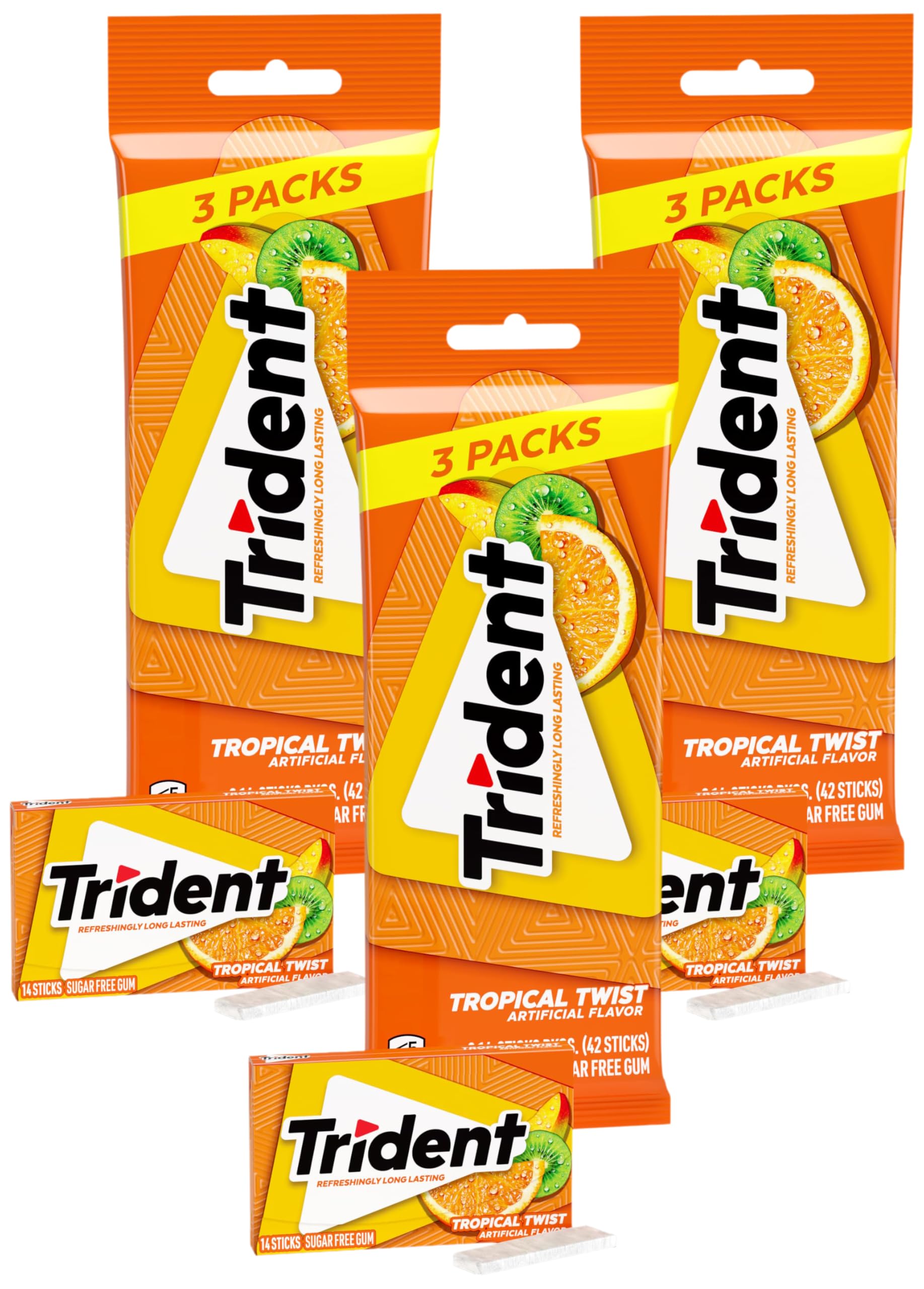 Amazon.com : Trident Tropical Twist Sugar Free Gum, 9 Packs of 14