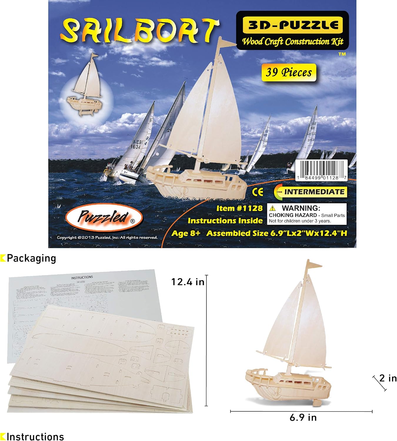 Puzzled 3D Puzzle Velero Madera Artesanía Modelo Kit Divertido Único