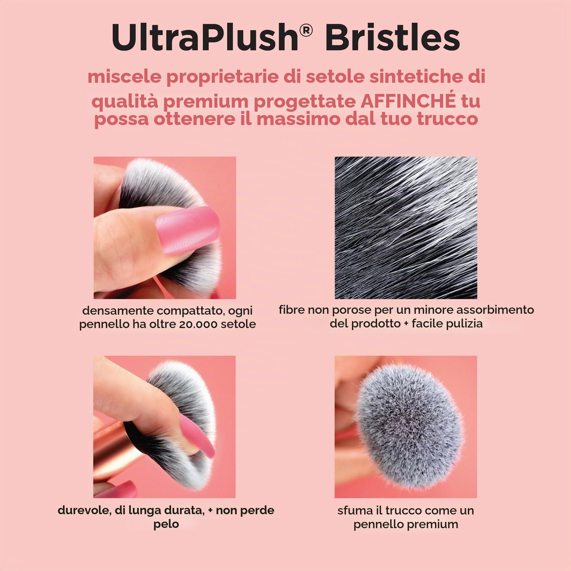 Real Techniques Au Naturale - Set di pennelli per fondotinta, ciprie e correttori, set di 9 pezzi