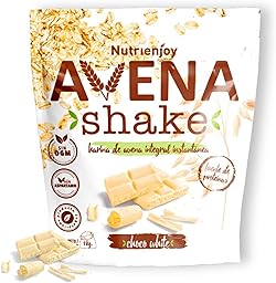 NutriEnjoy - Avena Shake 1Kg | Copos de Avena Integral Molidos | Harina de Avena Sabores | Avena en Polvo | Harina de Avena Integral | Avena Instantánea Sabores Deliciosos (Chocolate Blanco)