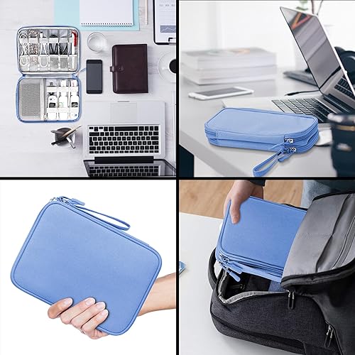 Miniatura 6 de Esenciales de viaje Organizador electrónico de cables Bolsa para accesorios Funda de transporte portátil Impermeable de doble capa Bolsa de