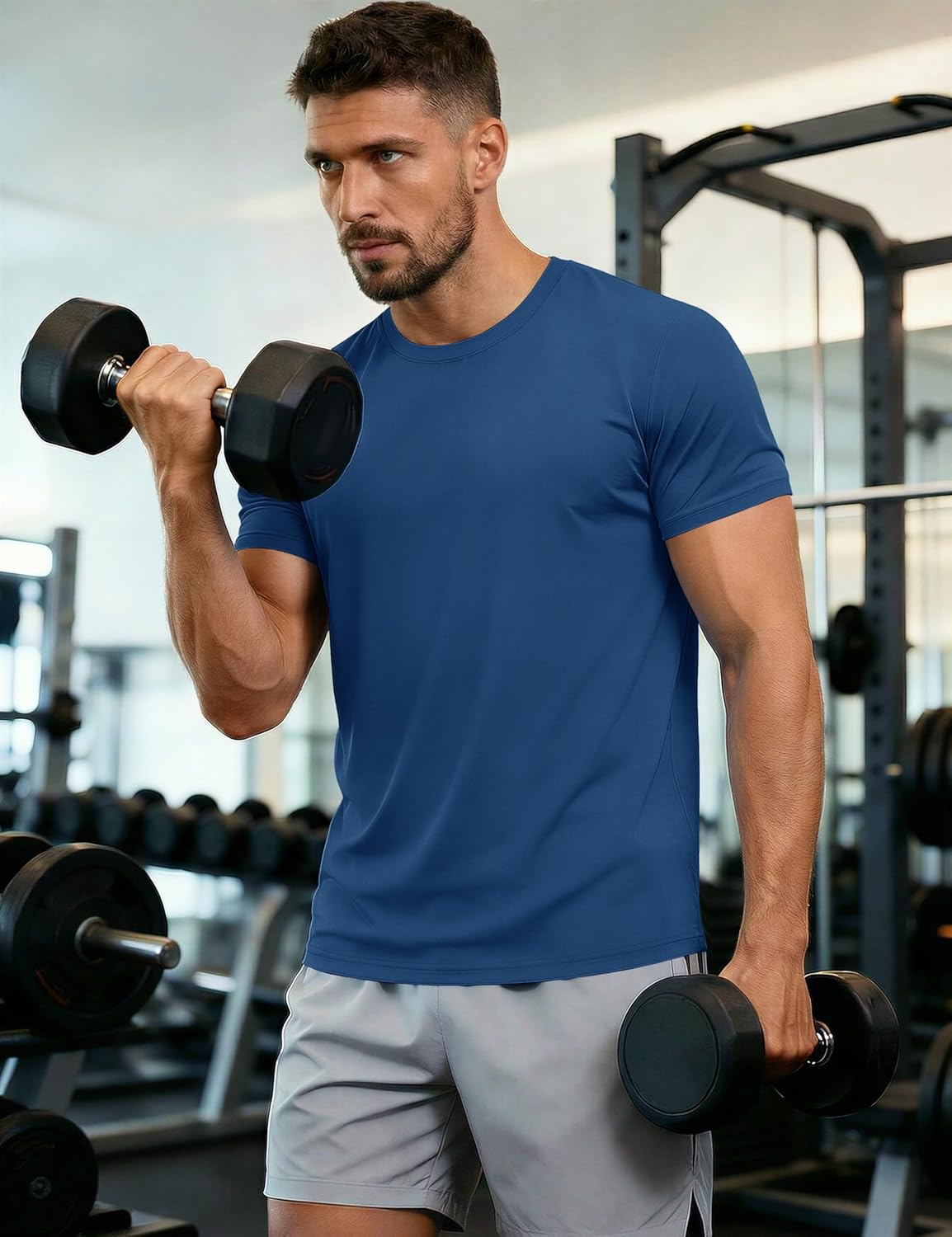 MAGCOMSEN 5 Pack Men's Workout Shirts Short Sleeve Athletic Quick Dry Moisture Wicking Running Gym Tee Tops UPF 50+