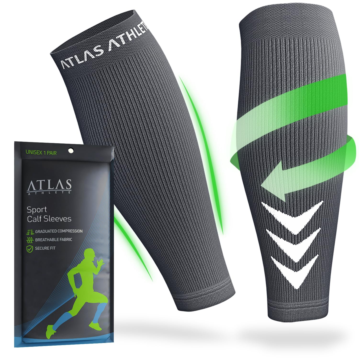 Waden Kompression - Kompressionsstrümpfe ohne Fuß für Damen und Herren - Atmungsaktive Wadenbandage - Ideale Sport Unterstützung beim Laufen Joggen Radfahren Handball Sleeve