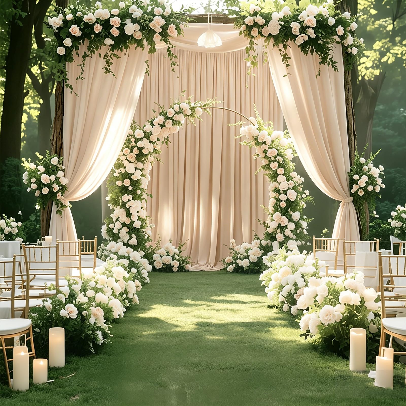 Tenda per sfondi da 1,5 x 3 m, 2 pezzi, per matrimoni, feste, in poliestere, bianco, sfondo fotografico, per feste di compleanno, sfondi decorativi (latte)