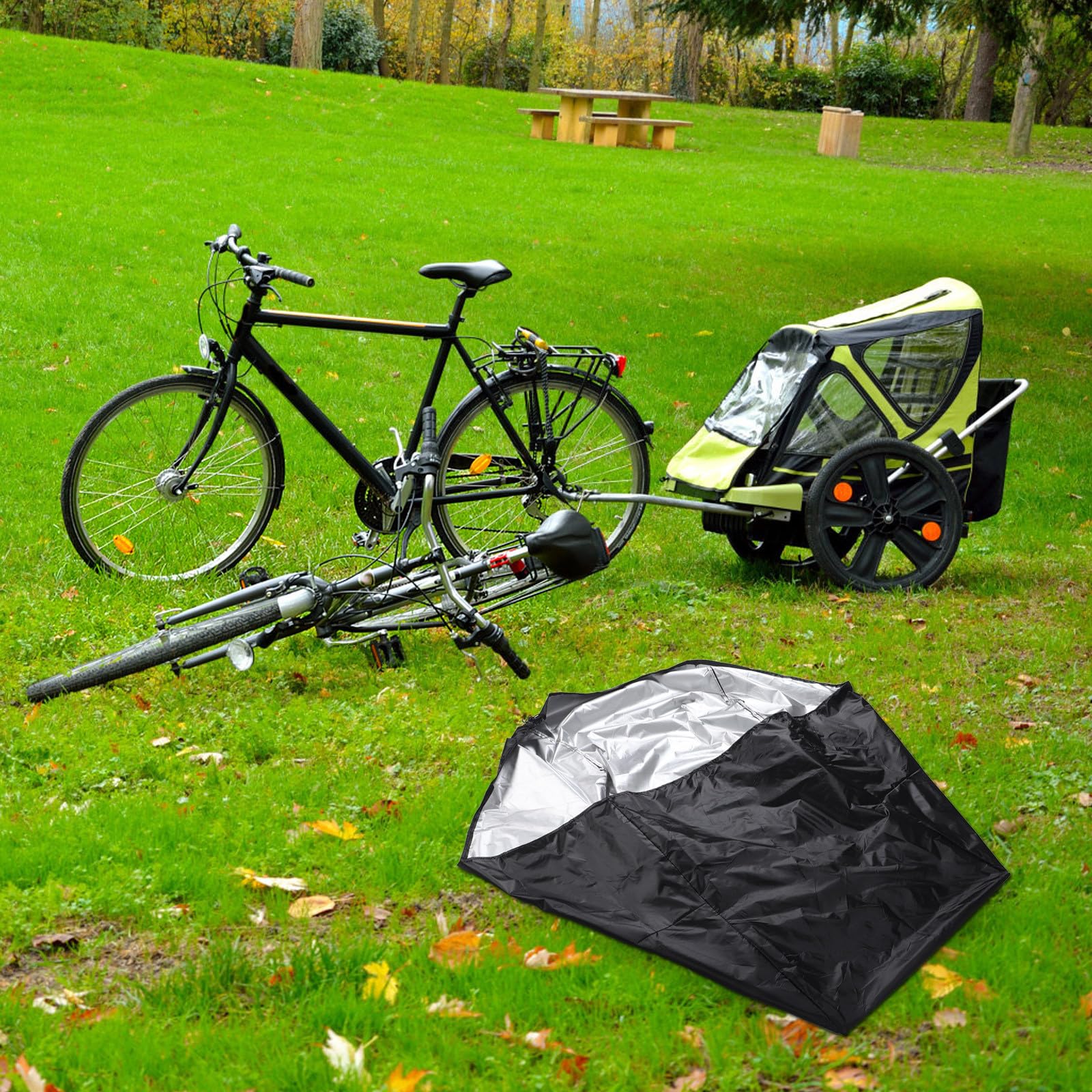 Fahrradanhänger Regenschutz aus Wasserdichtem Oxford Gewebe mit PU Beschichtung Robust und Faltbar Passend für Haustieranhänger für Outdoor und Reisen