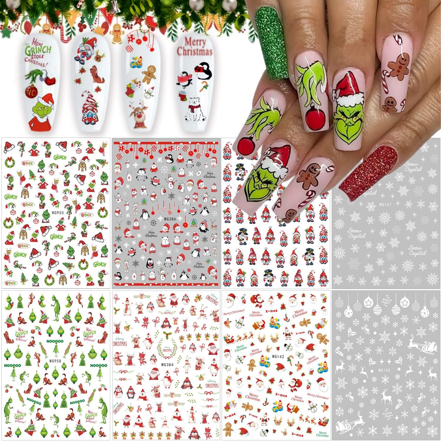 Christmas Nail Art Stickers 3D SelfAdhesive Winter