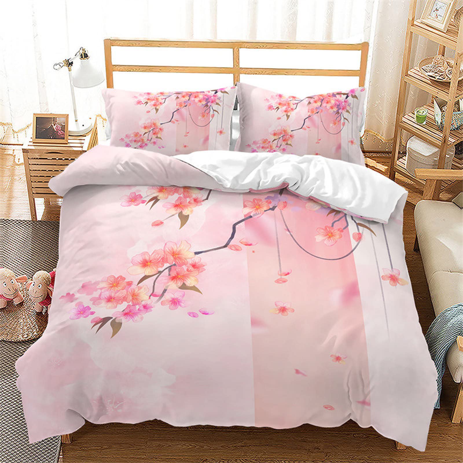 Housse de couette 160x200 Rosa Blume en microfibre avec 2 taies d'oreiller