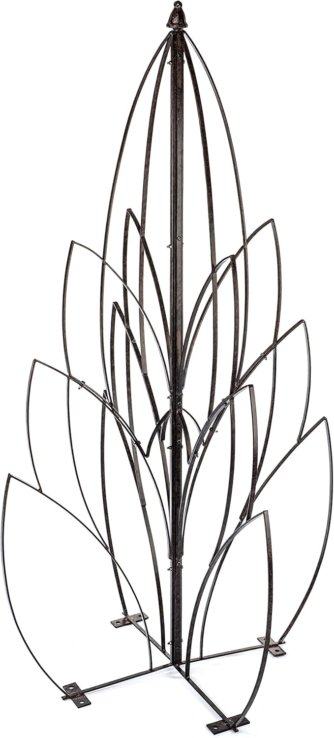 H Potter Lotus Bud Iron Obelisk Trellis for Climbing Plants, 69” Heavy Duty Garden Support with Ground Stakes, Outdoor Yard Art for Roses, Clematis, Patio & Courtyard