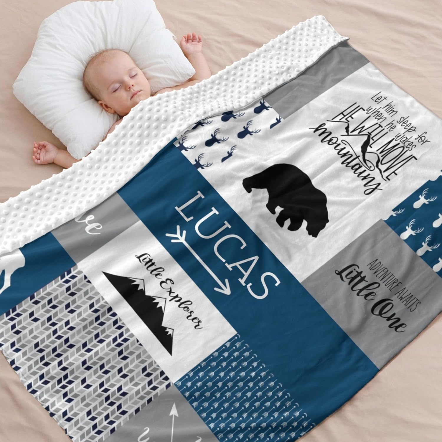 Personalized Baby Boy Gifts - Baby Blanket Customized with Name - Deer Baby Blanket - Woodland Nursery Décor - Personalized Baby Gifts