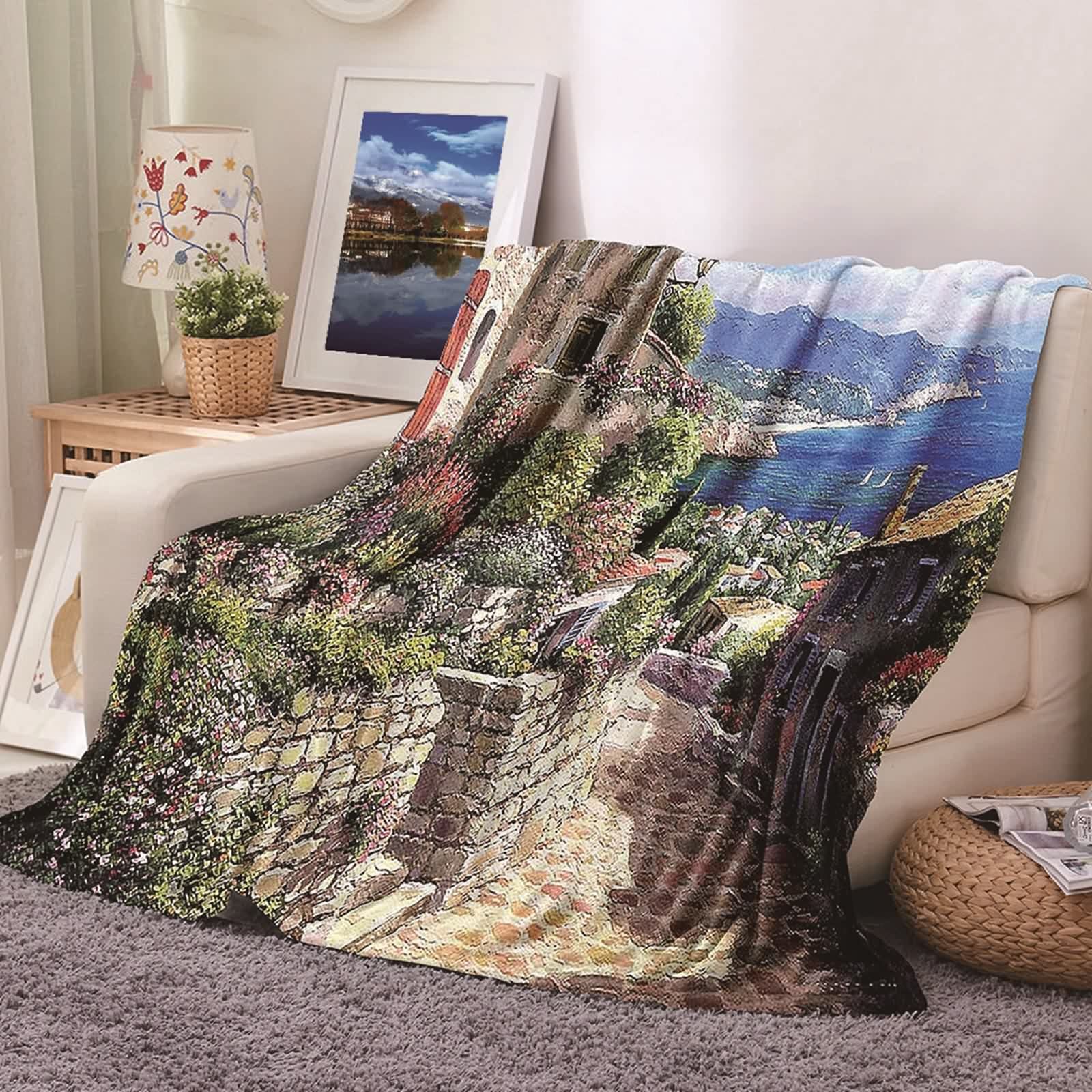 Couverture polaire en flannel KnSam 100x150cm au motif de plante d'intérieur