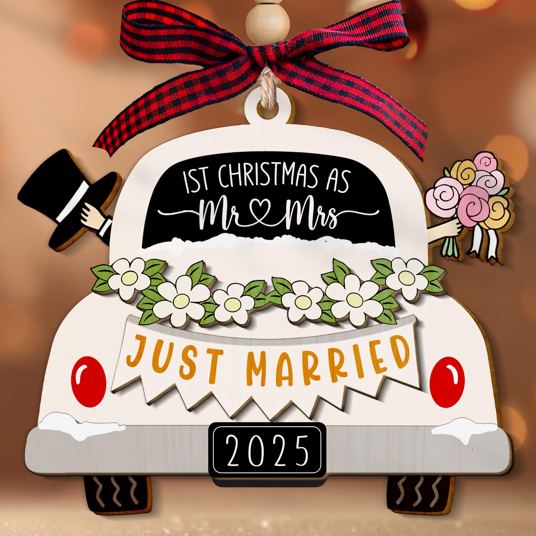 NewEleven Mr And Mrs Gifts - Wedding Gifts For Bride And Groom 2025, Just Married, Newlywed Keepsake - First Christmas Married Bauble Gift From Friend, Family - Christmas Bauble