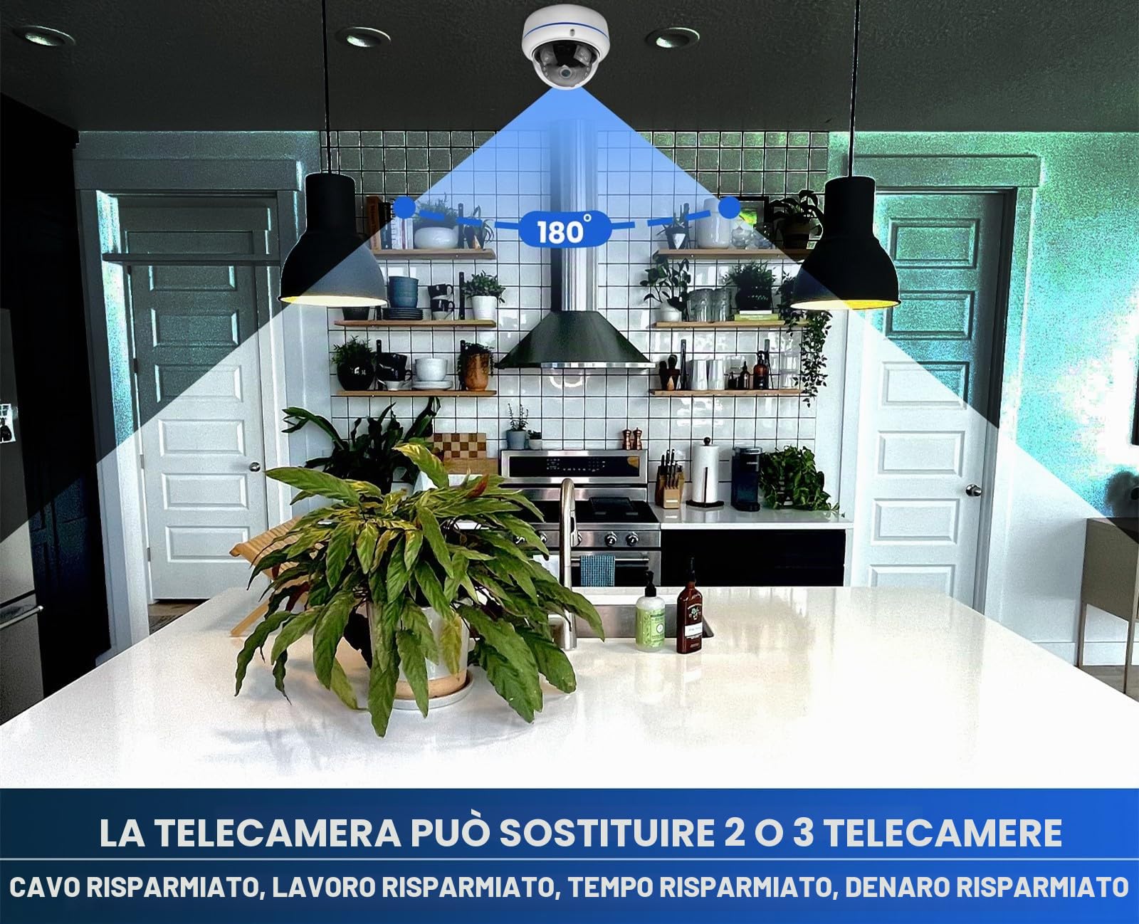 Telecamera 180 gradi grandangolare Di Sicurezza mini dome analogica 1080P 2MP 4 In 1 TVI/CVI/AHD/CVBS 33Ft IR Visione Notturna Sistema Di Sorveglianza Telecamera Per Interni