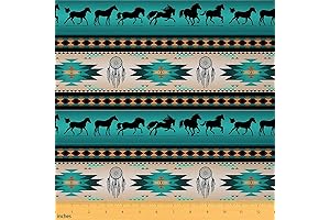Dream Catchers Horse Upholstery Fabric: Southwestern Aztec Print for Cowboy Decor