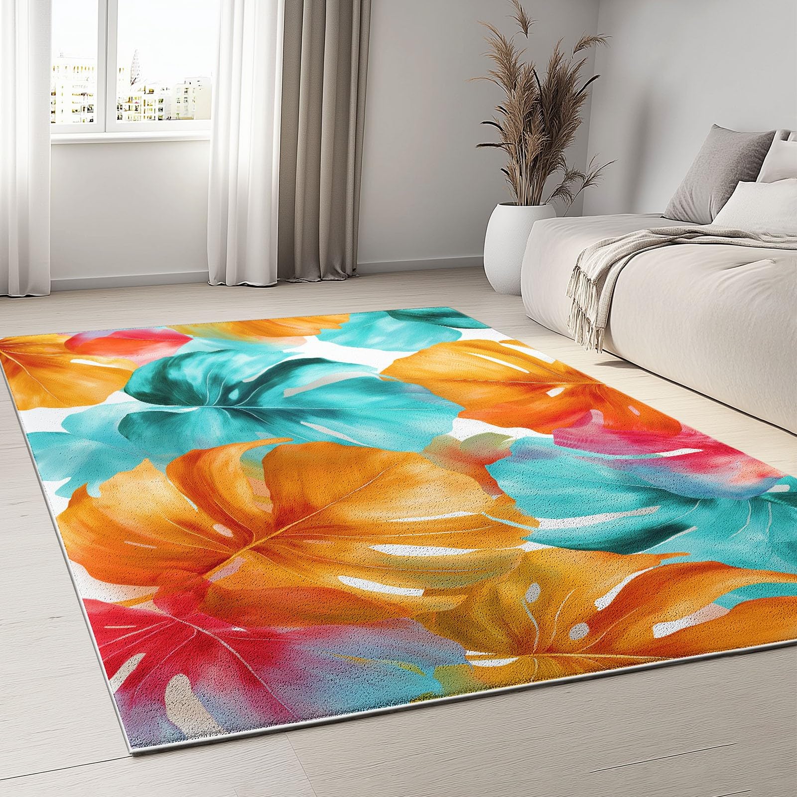 Bieżnik dywanowy z antypoślizgowymi matami do dekoracji domu, wycieraczka podłogowa, tropikalne liście, natura, gałęzie, liście, 80 x 150 cm, dla dzieci, chłopców, dziewcząt, na korytarz, do kuchni