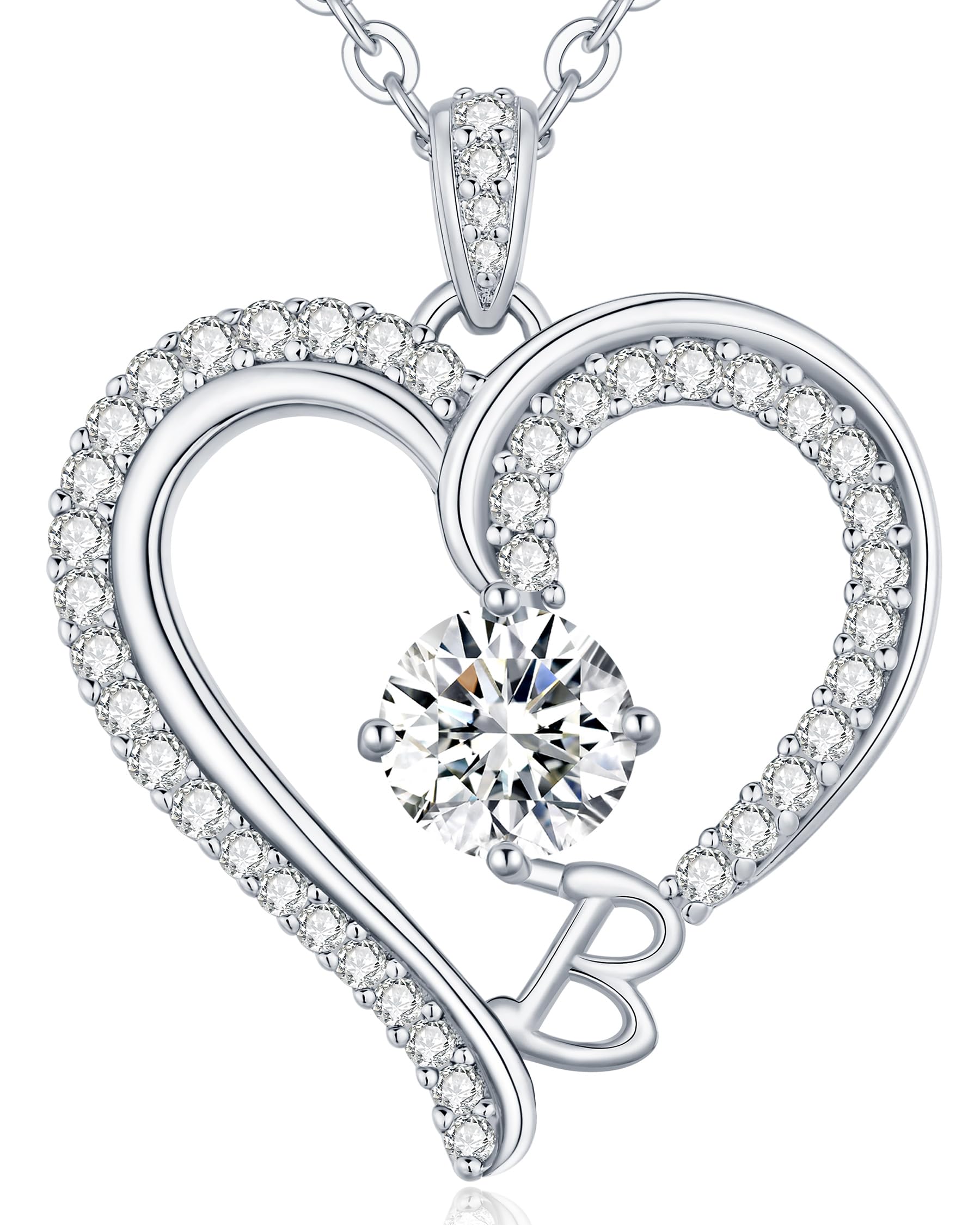 CDE Kette Damen mit Buchstabe Anhänger Herz Anhänger mit Zirkonia Schmuck Halskette für Frauen Geschenk für Freundin, Mama, Frau zum Geburtstag, Valentinstag Weihnachtsgeschenke