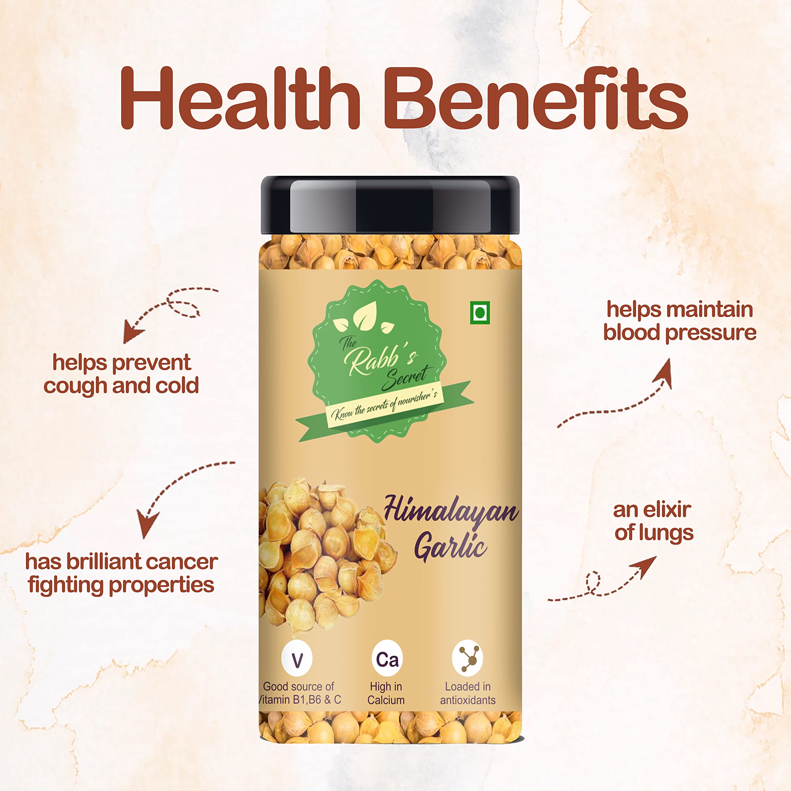 The Rabb's Secret Kashmiri Garlic (Lehsun) 350g Jar | Premium Himalayan Single Clove Garlic | Whole Garlic Bulbs 3