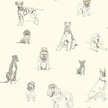 York Wallcoverings Ashford Toiles Dogs Life Removable Wallpaper, Silver/Metallic Gold